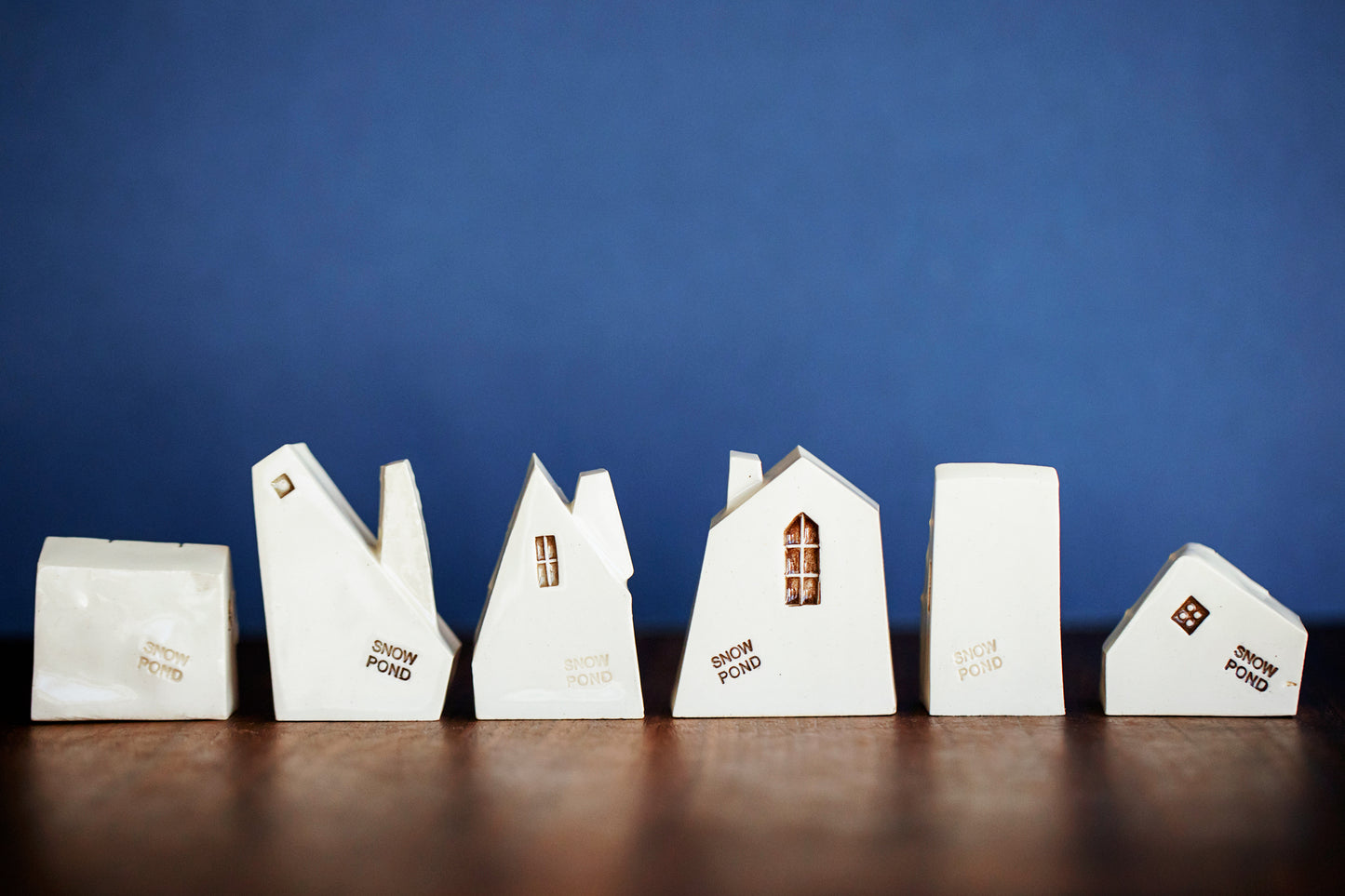 Small Ceramic Houses with Rainbows, Dots, Sunshine