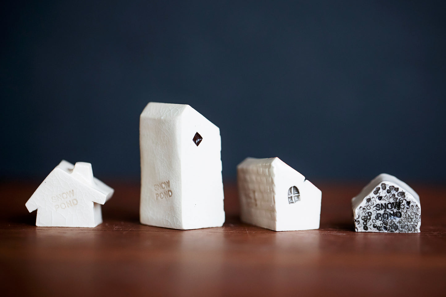Tiny Ceramic Rainbow Village of Miniature Houses - Sunshine and Fish