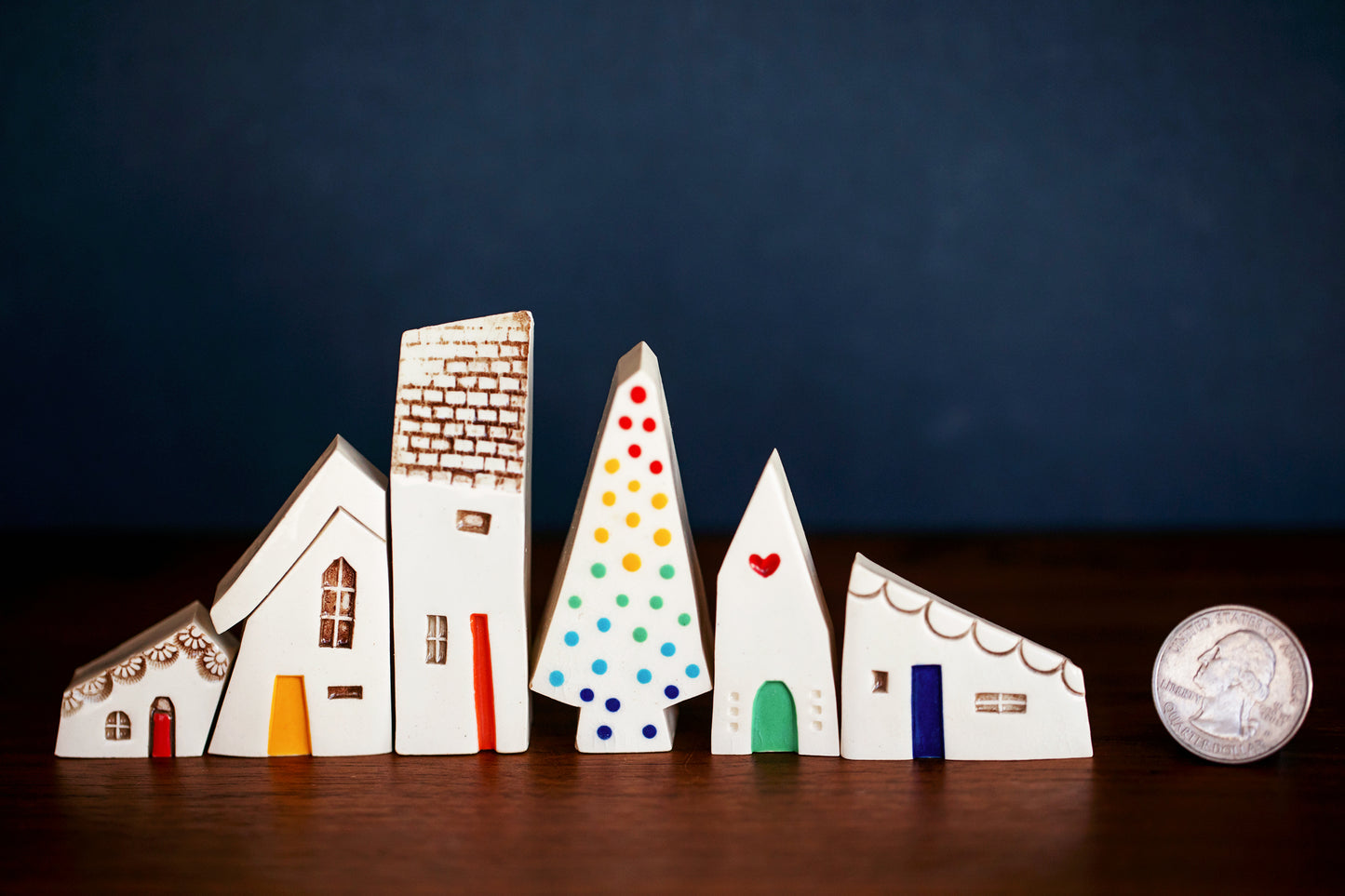 Rainbow Holiday Village of Small Clay Houses and Tree