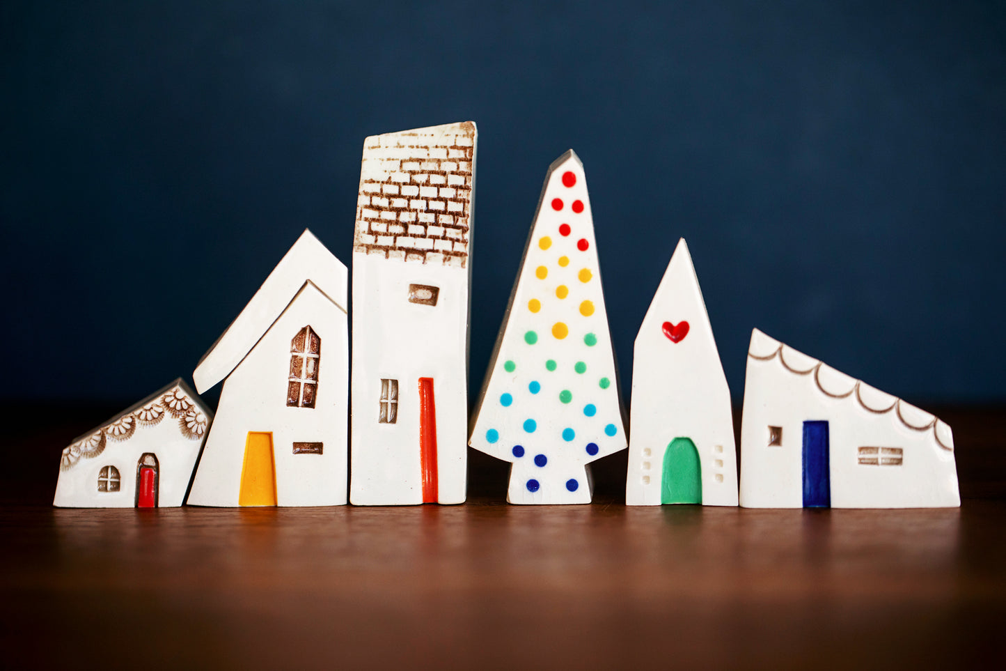 Rainbow Holiday Village of Small Clay Houses and Tree