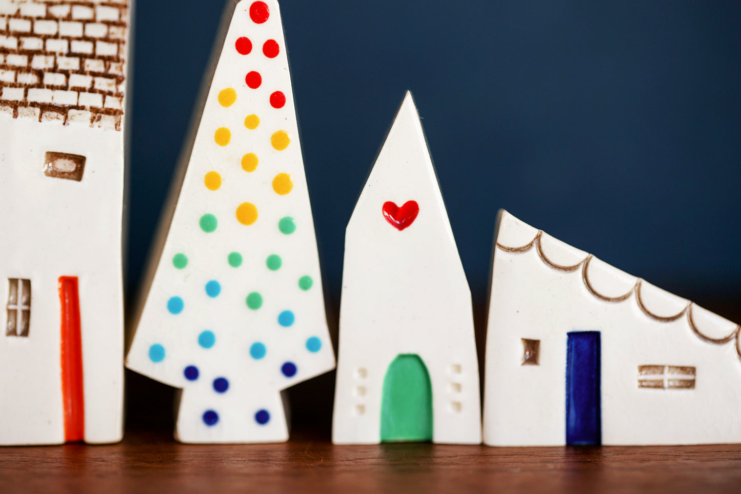 Rainbow Holiday Village of Small Clay Houses and Tree