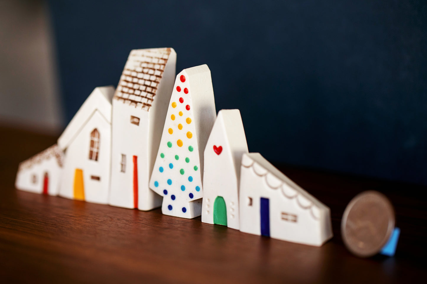Rainbow Holiday Village of Small Clay Houses and Tree