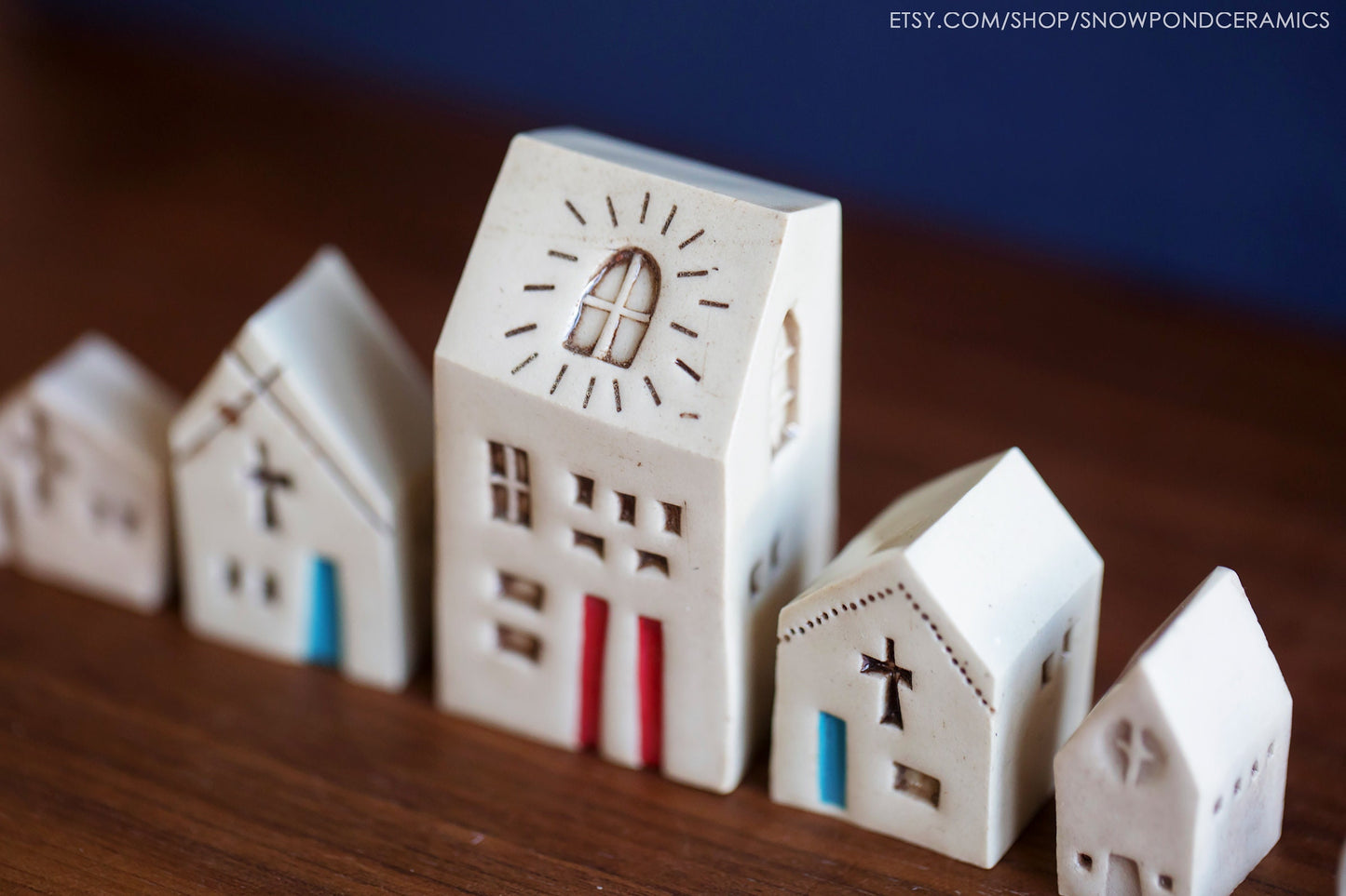 Tiny Ceramic Holiday Church - Porcelain Chapel - Minimalist Christmas Decor