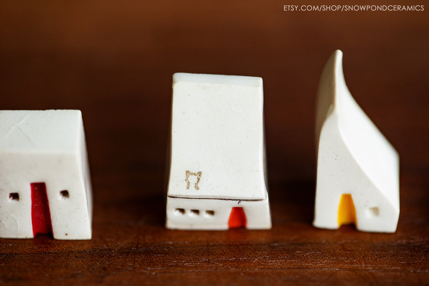 Little Ceramic Rainbow House Village - Modern Village - Colorful Get Well Gift with Secret Cat in Window - Petsitter Gift