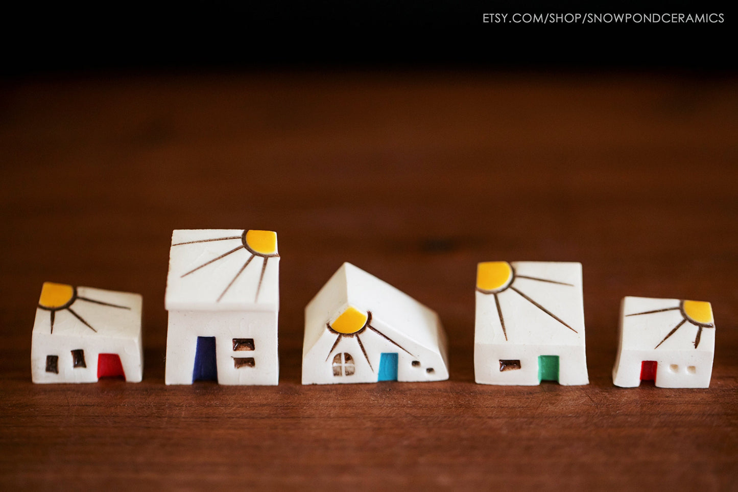 White Ceramic Sunshine Houses - Get Well Gift / Tiny Present
