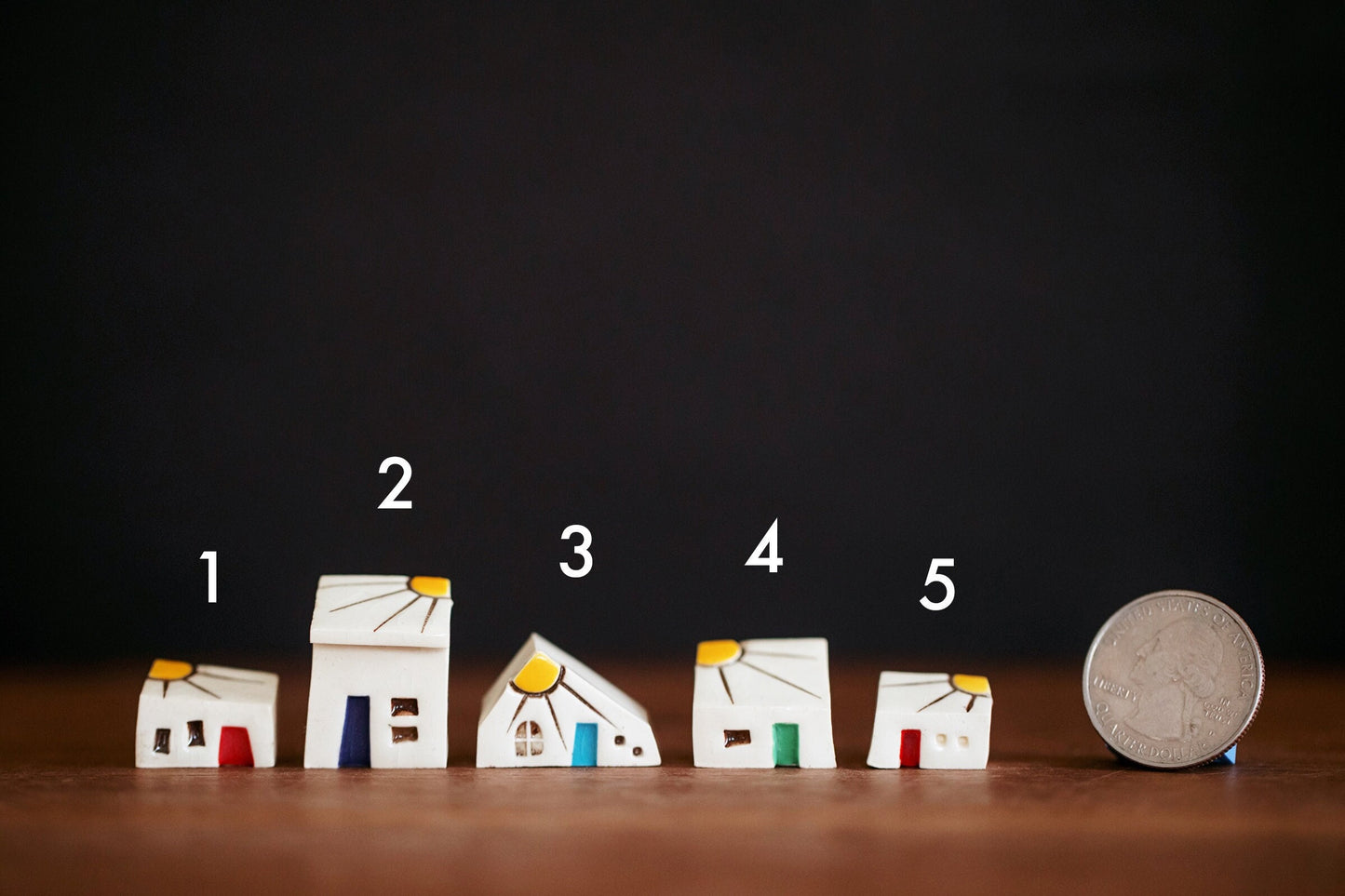 White Ceramic Sunshine Houses - Get Well Gift / Tiny Present