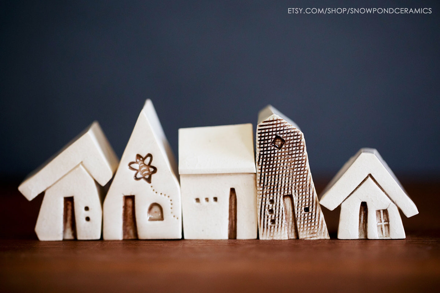 Whimsical Miniature Ceramic Houses with Bee - Waldorf Teacher Gift - Montessori Toy