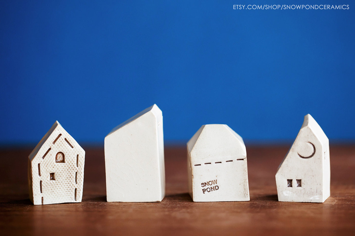 Tiny Art - Miniature Ceramic Houses with Stitch Lines - Housewarming Gift / Unique Birthday Present