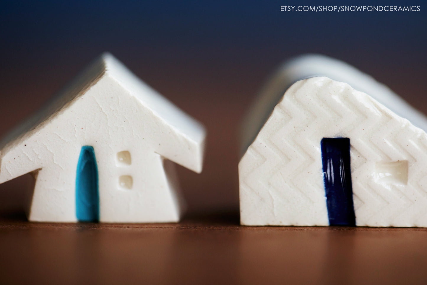 Teeny Tiny Ceramic Village of Miniature White Ceramic Houses - Little Get Well / Mini Birthday Gift Idea for Minimalist
