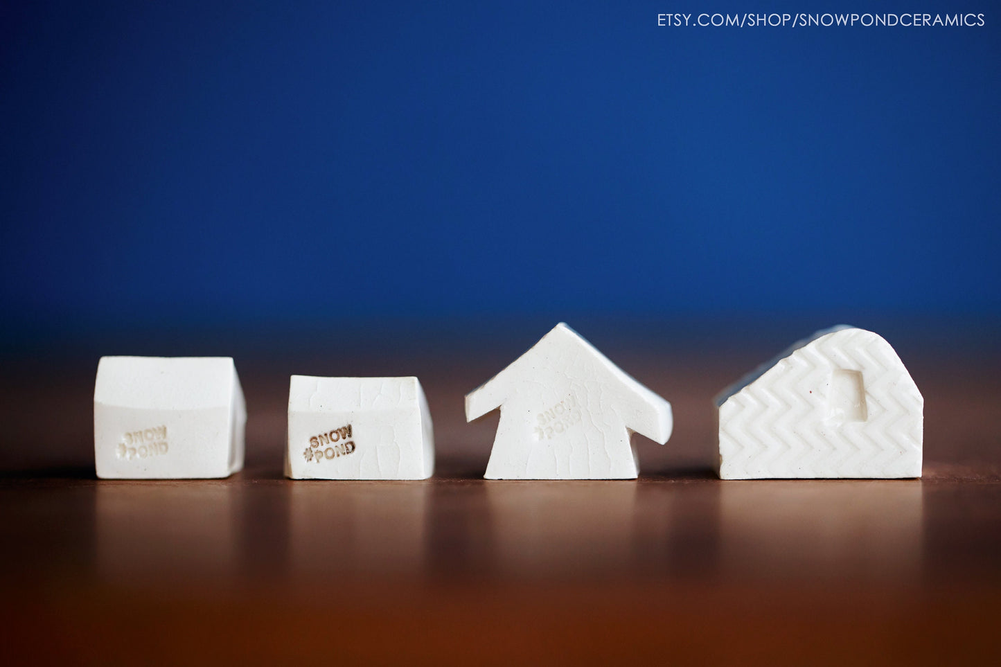 Teeny Tiny Ceramic Village of Miniature White Ceramic Houses - Little Get Well / Mini Birthday Gift Idea for Minimalist