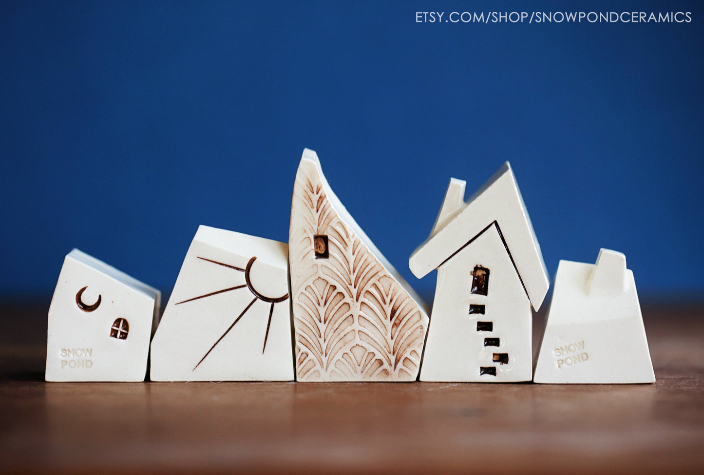 Ceramic Old World Miniature Village of Houses - Hygge Style, Ski Cabin - Unique Handmade Birthday Gift Idea