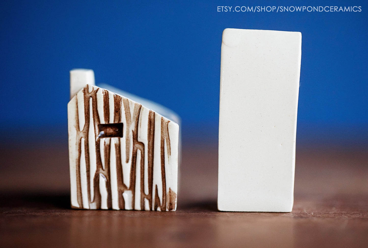Small Whimsical Ceramic Houses with Sunshine - Nature / Cabin Gift