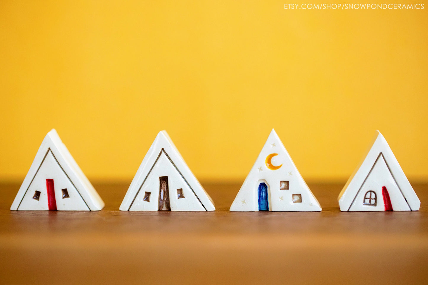 Tiny Porcelain Ceramic Tents - Unique Hikers Camping Gift for Outdoorsy