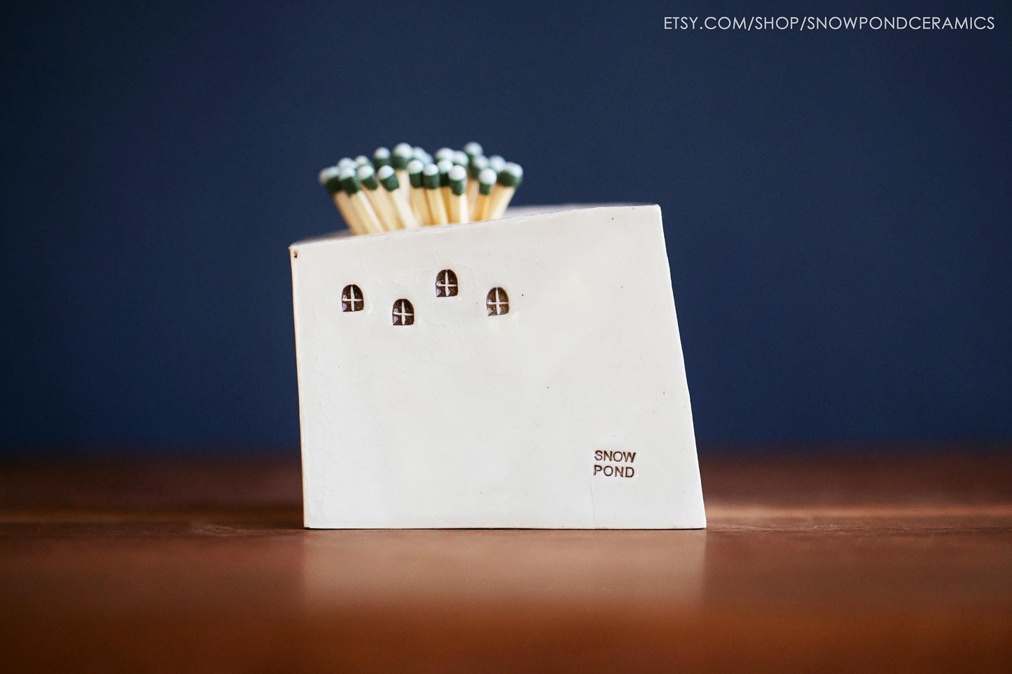 Small Ceramic House Match Striker with Rainbow Raindrops and Cloud - Unique Housewarming Gift / Meditation Gift