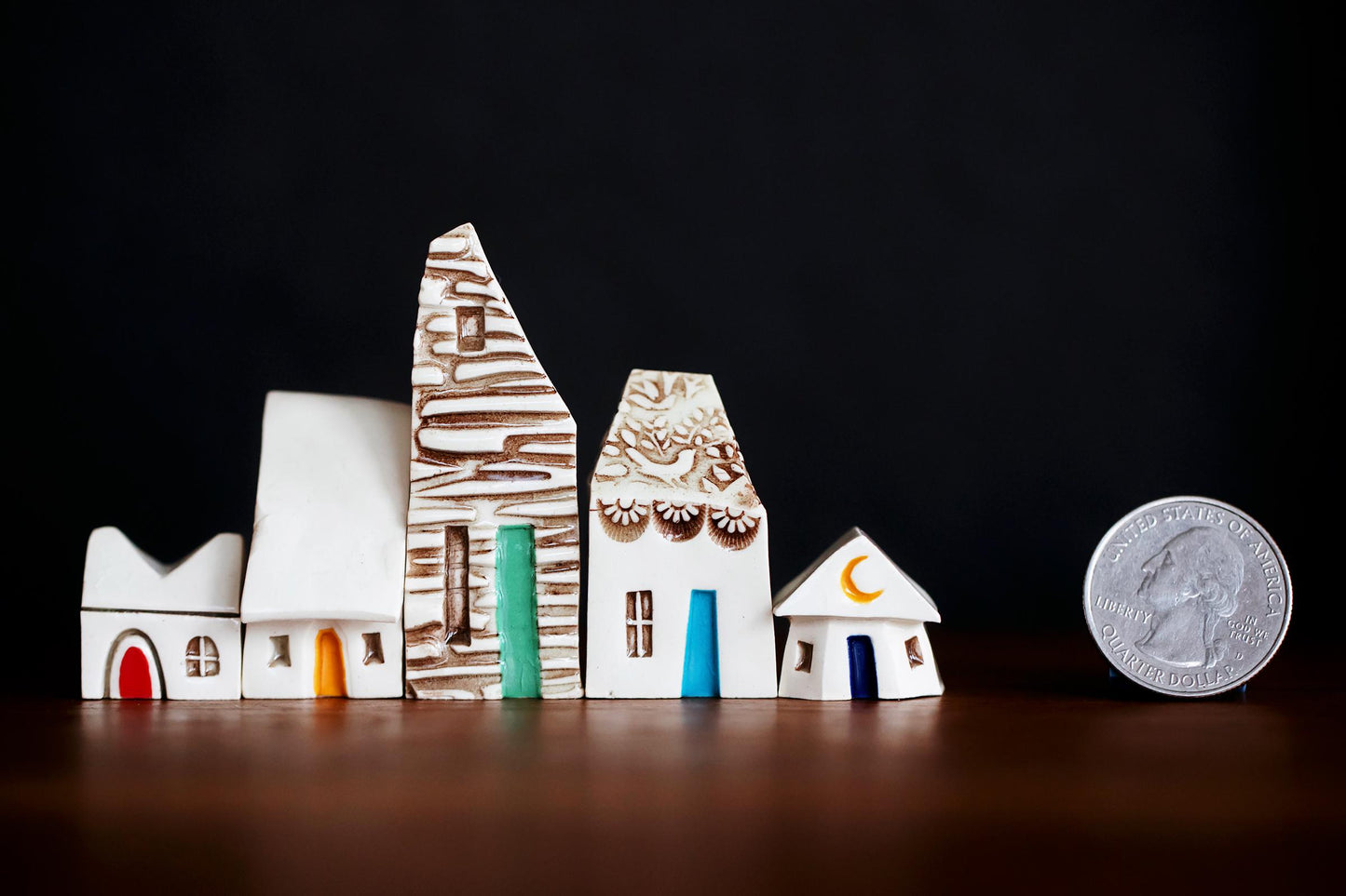 Mini Rainbow Ceramic Houses Village - Mantle Decor