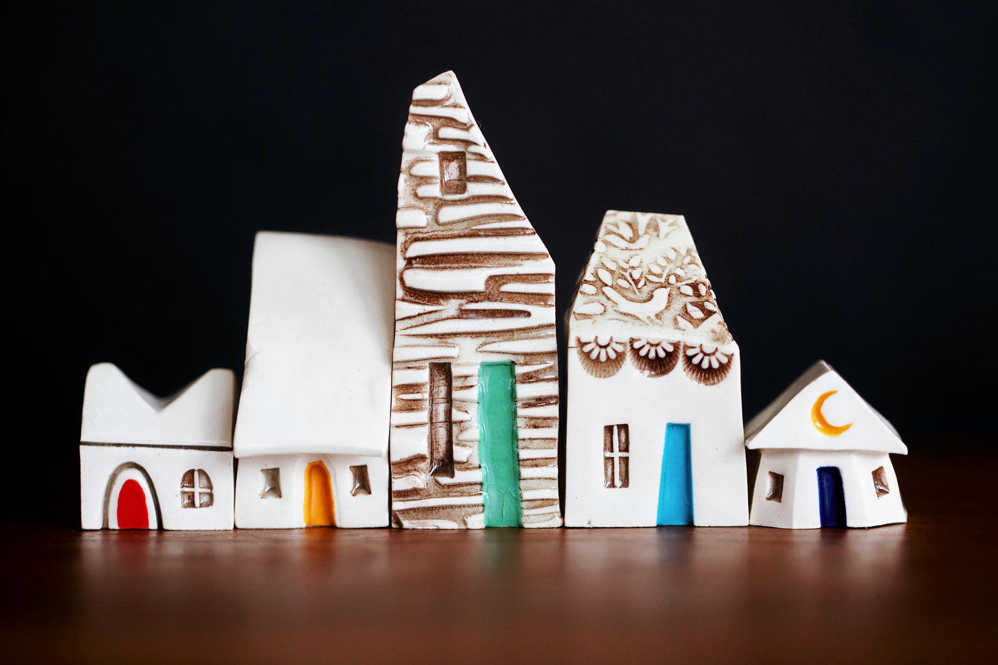 Mini Rainbow Ceramic Houses Village - Mantle Decor