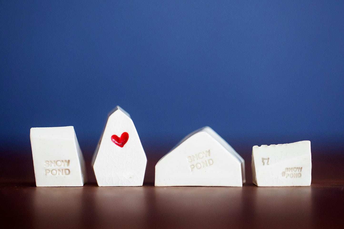 Four Tiny Ceramic Houses - Host Gift with Colorful Details
