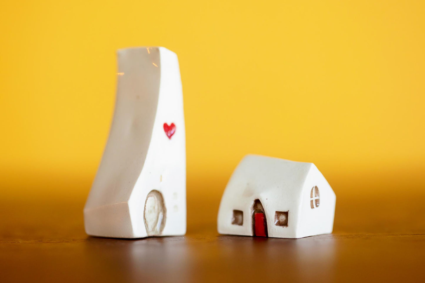 Whimsical Heart House and Bungalow with Red Doors