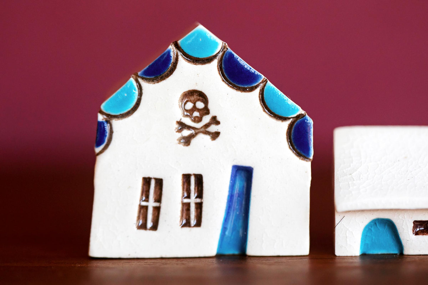 Whimsical Pirate Skull Mini House Village