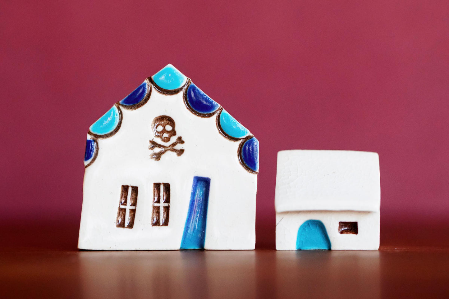Whimsical Pirate Skull Mini House Village