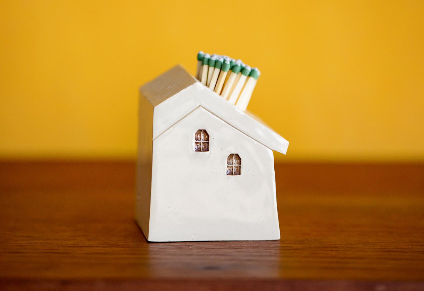 White Ceramic House Match Striker with Rainbow Dots and Honey Bee - Altar Decor