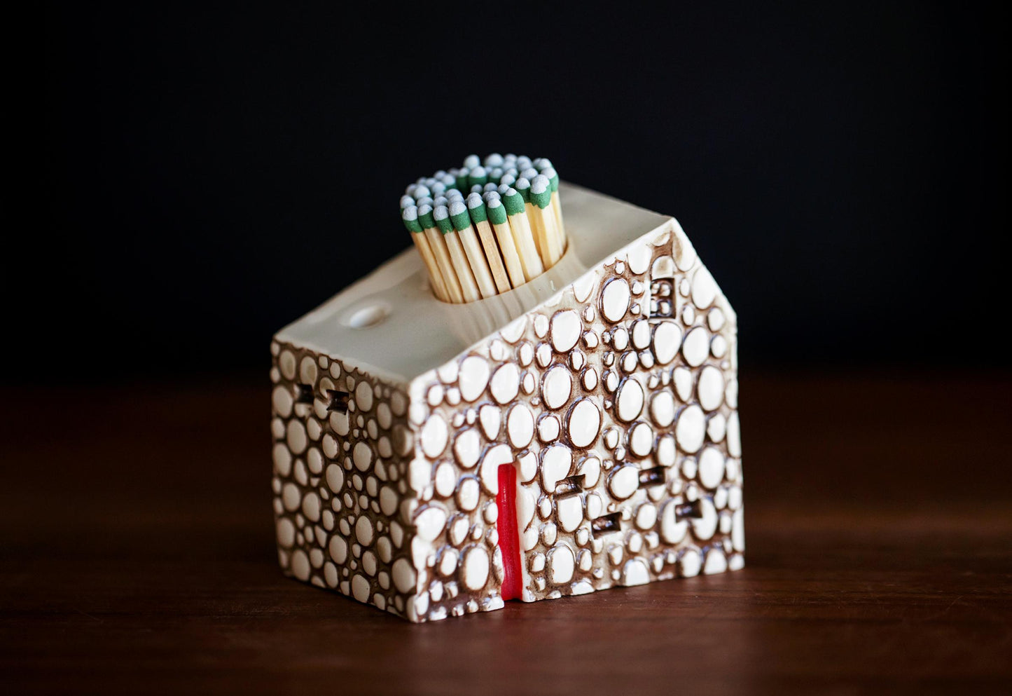 Cobblestone Bungalow Ceramic Match Striker - Mantle Decor / Cabin Gift