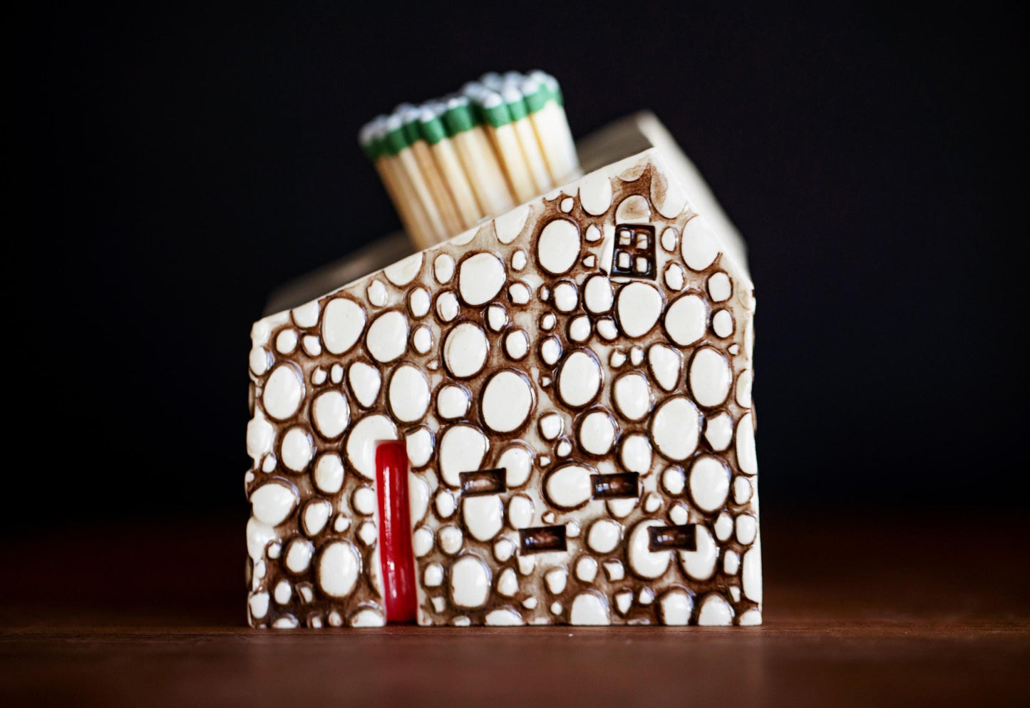 Cobblestone Bungalow Ceramic Match Striker - Mantle Decor / Cabin Gift