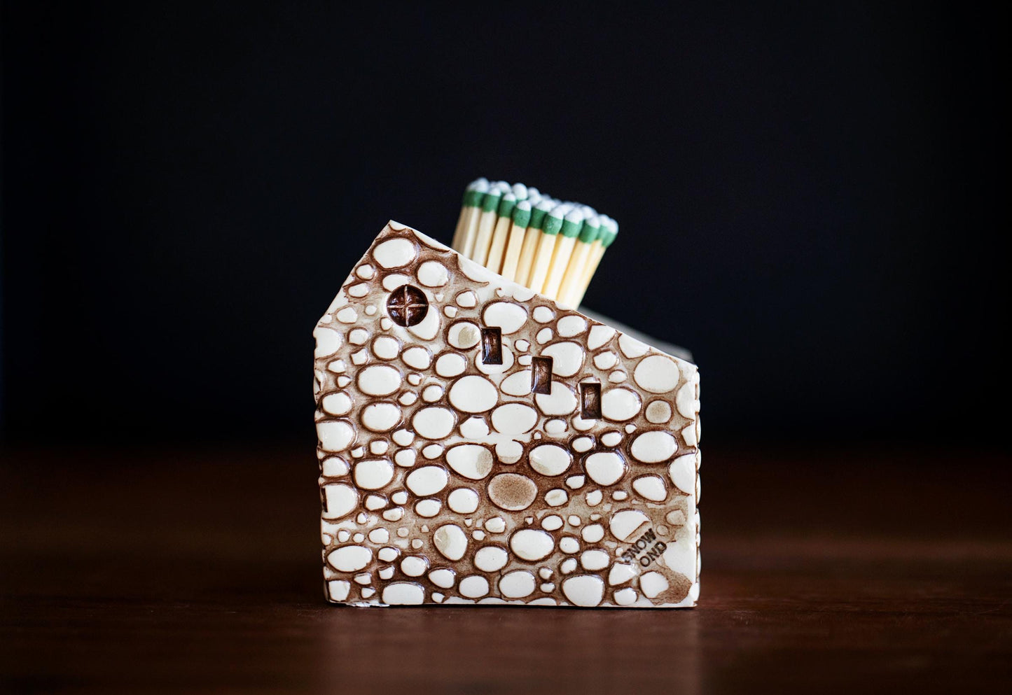 Cobblestone Bungalow Ceramic Match Striker - Mantle Decor / Cabin Gift