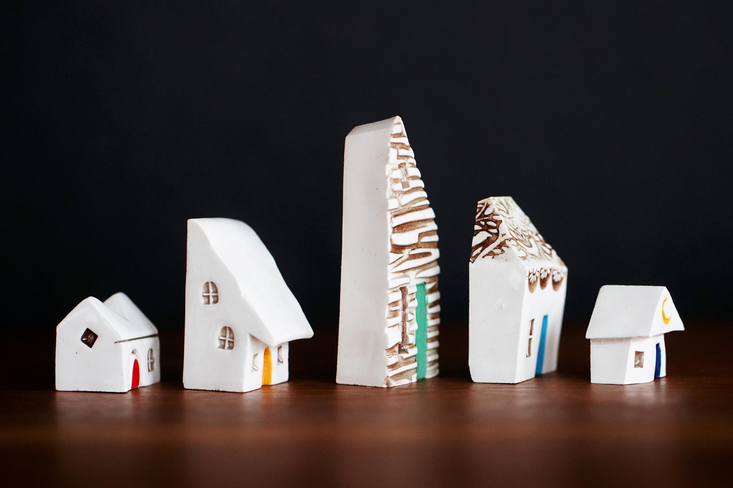 Mini Rainbow Ceramic Houses Village - Mantle Decor