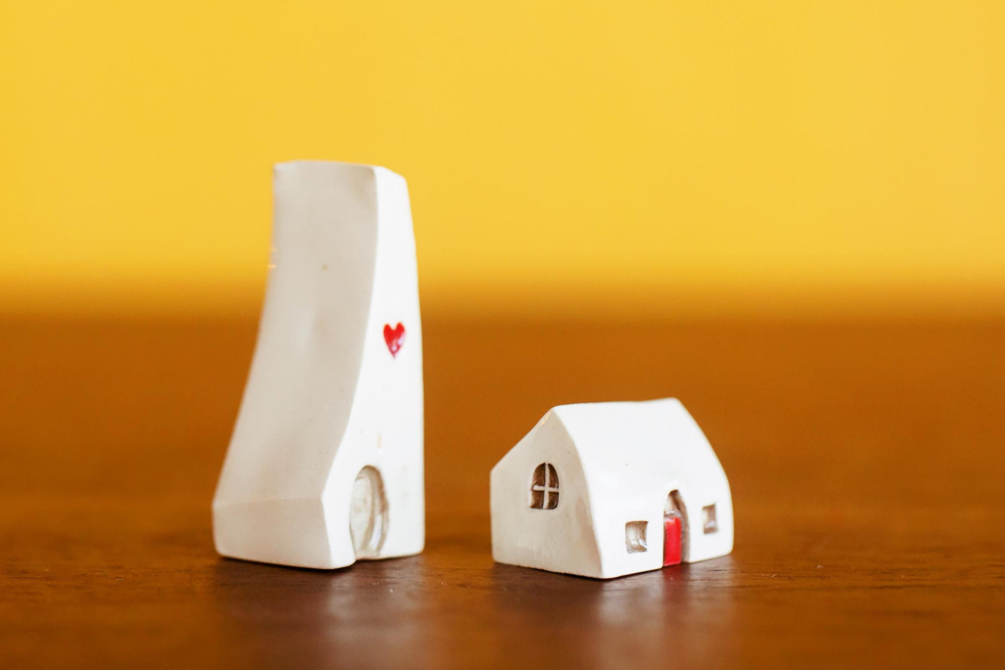 Whimsical Heart House and Bungalow with Red Doors