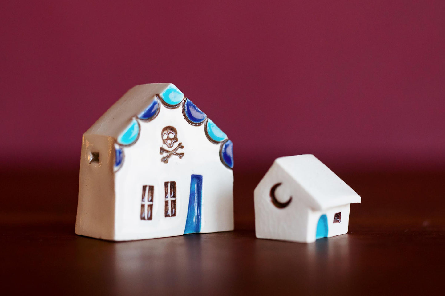 Whimsical Pirate Skull Mini House Village