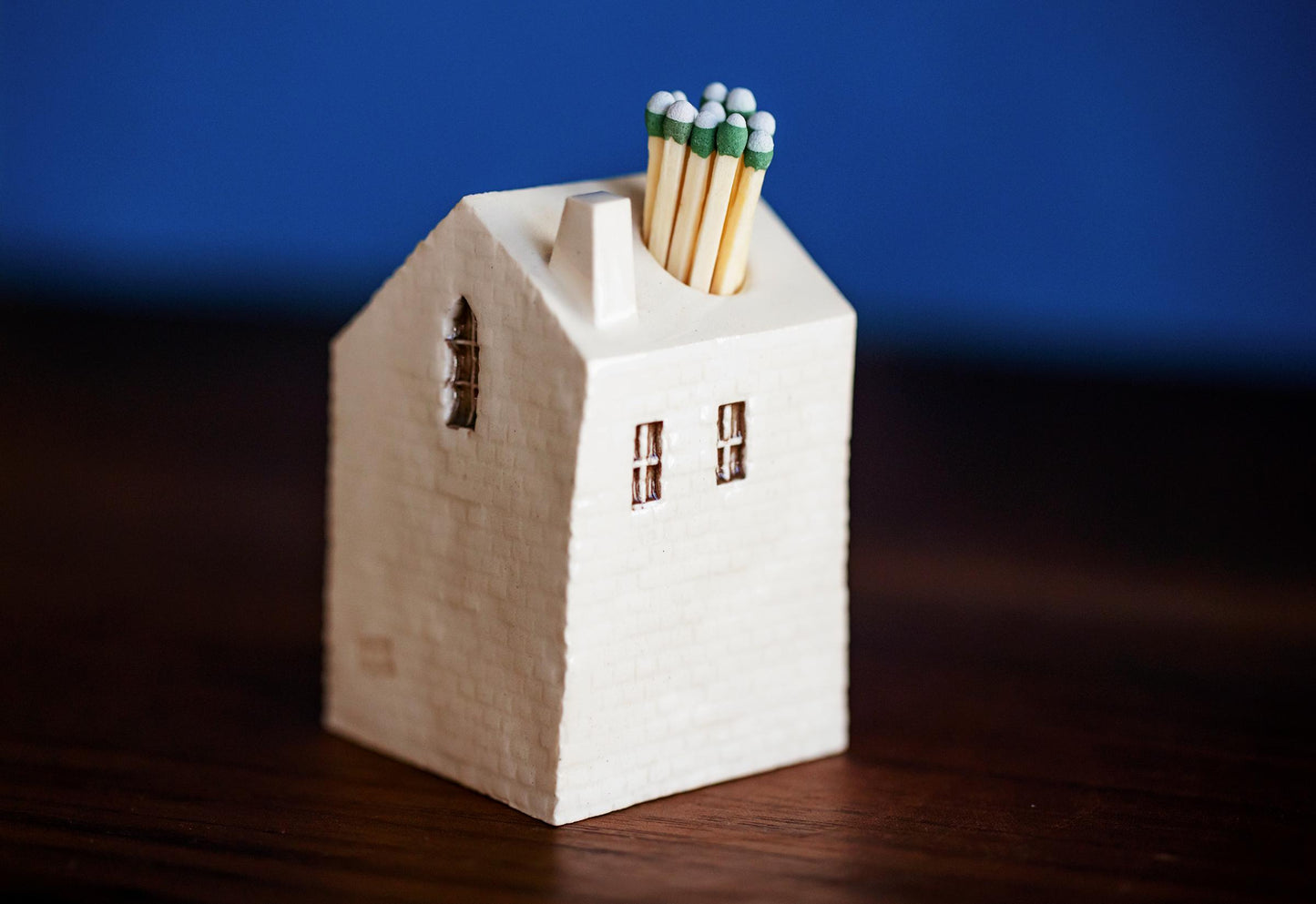 White Ceramic Mini Match Striker with Cloud and Blue Raindrops