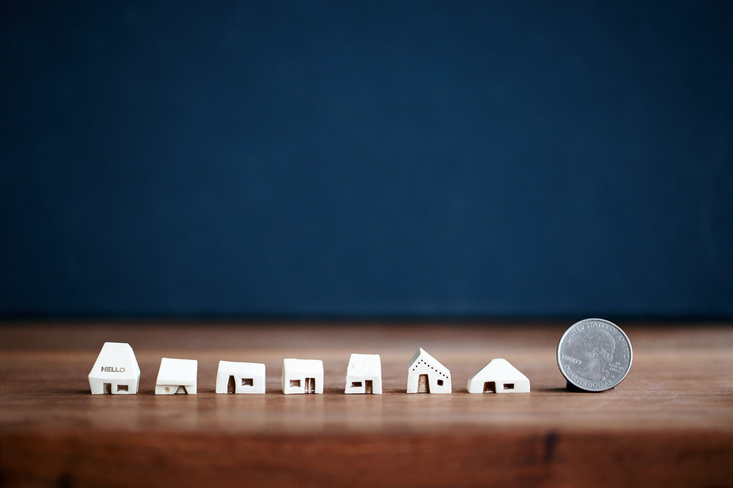 Teeny Tiny White Ceramic Houses