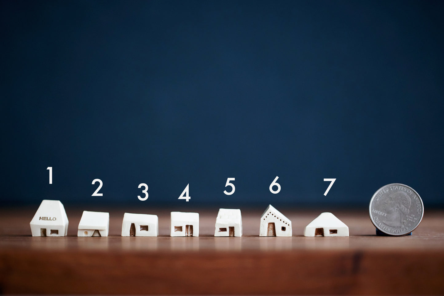 Teeny Tiny White Ceramic Houses