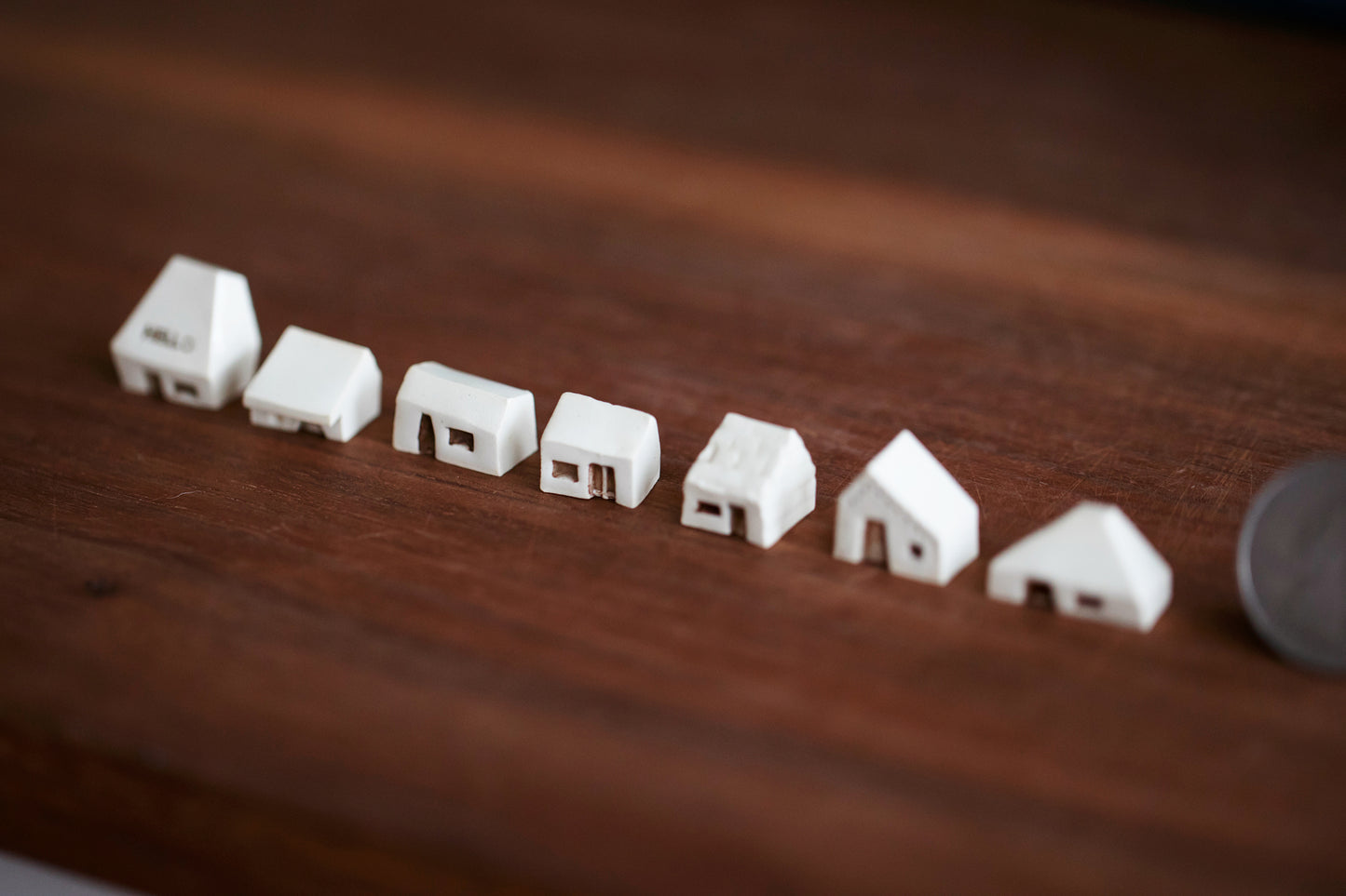 Teeny Tiny White Ceramic Houses