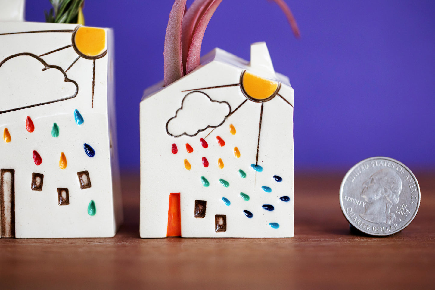 Rainbow Raindrop Cloud House Bud Vases