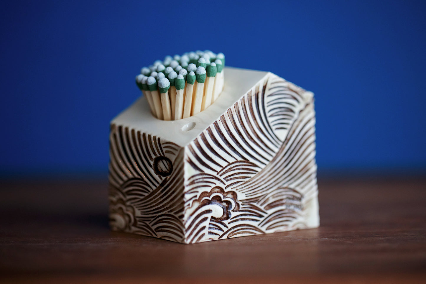 Waves and Moon Mini Ceramic Match Striker House