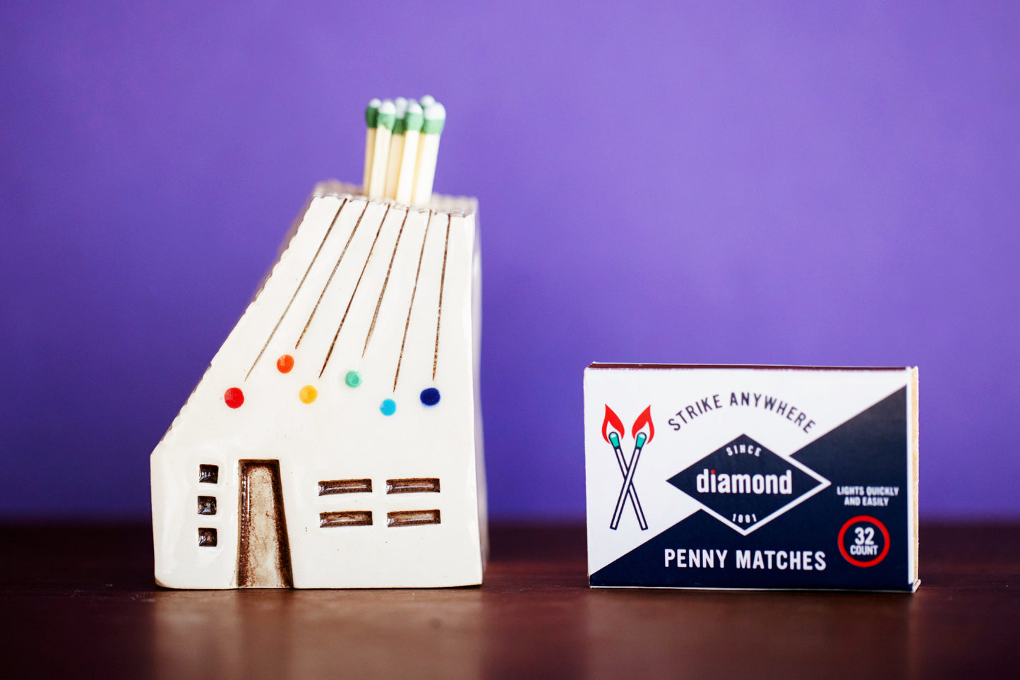 MCM Ceramic House Match Striker with Rainbow