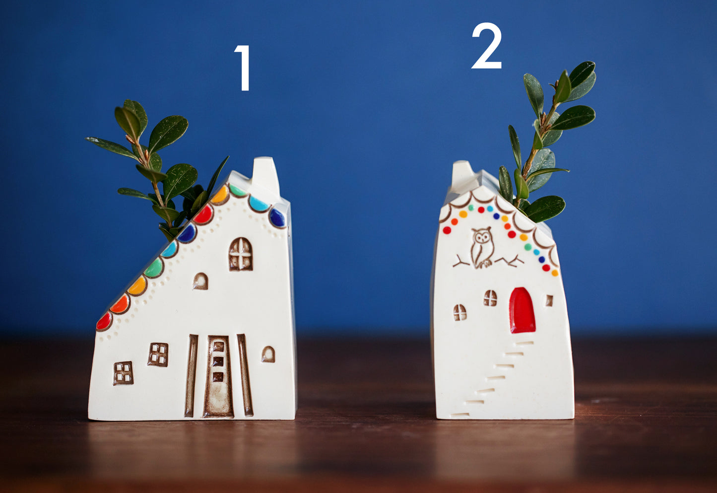 Rainbow Ceramic Bud Propagation Vases with Owl