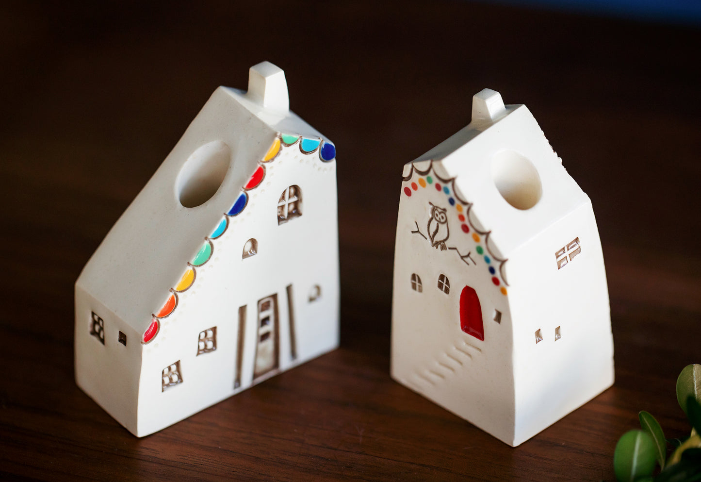 Rainbow Ceramic Bud Propagation Vases with Owl