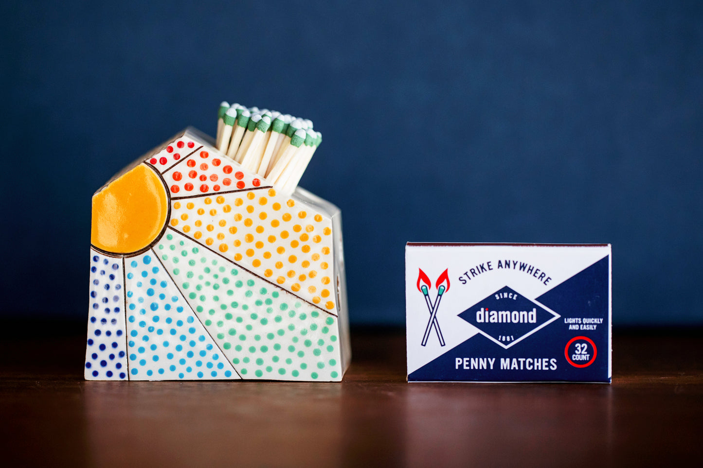 Rainbow Dot Sunshine Ceramic Match Striker Cottage