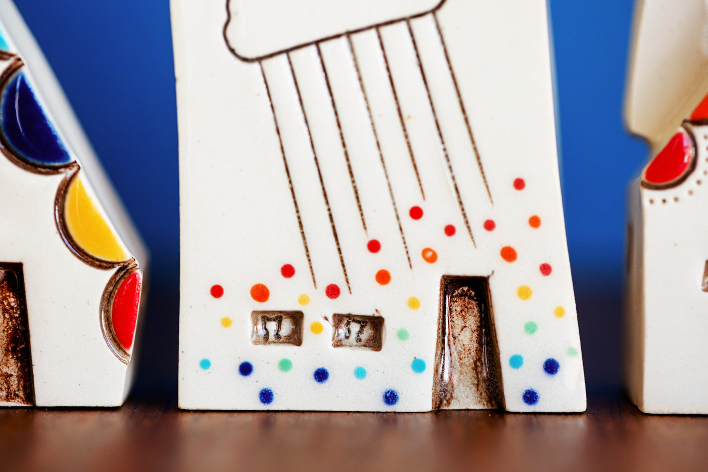 Rainbow Ceramic Houses with Cats in Windows - No Reason Gifts