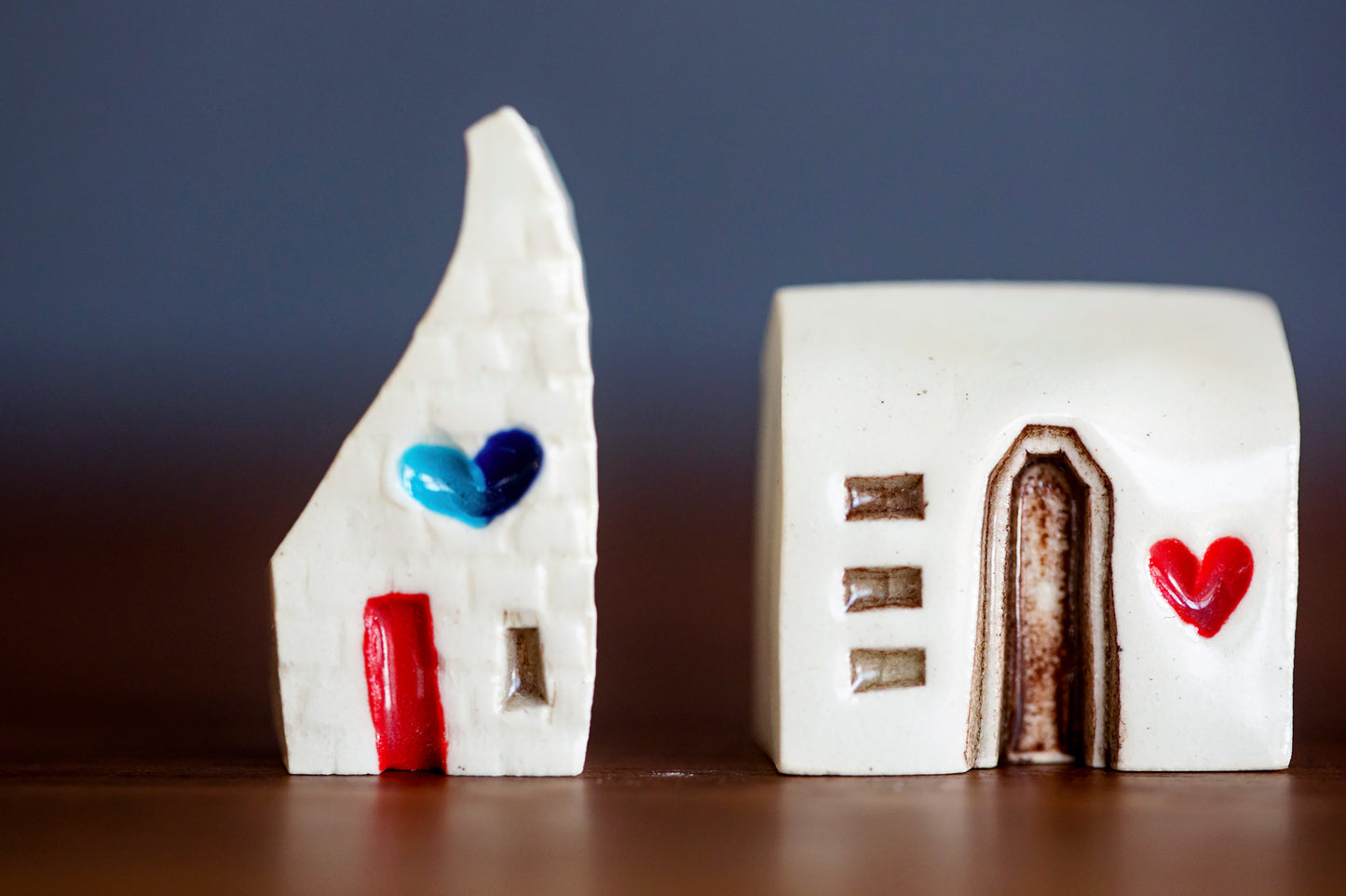 Tiny Ceramic Heart Houses