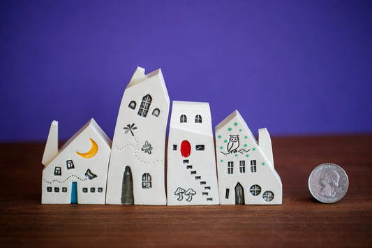 Happy Wildlife Altar Decor with Owl, Mushrooms and Moon - Easter Centerpiece