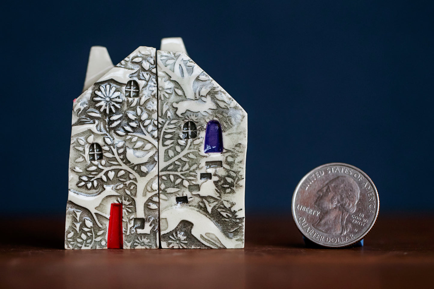 Bestie Set of Ceramic Houses with Woodland Pattern