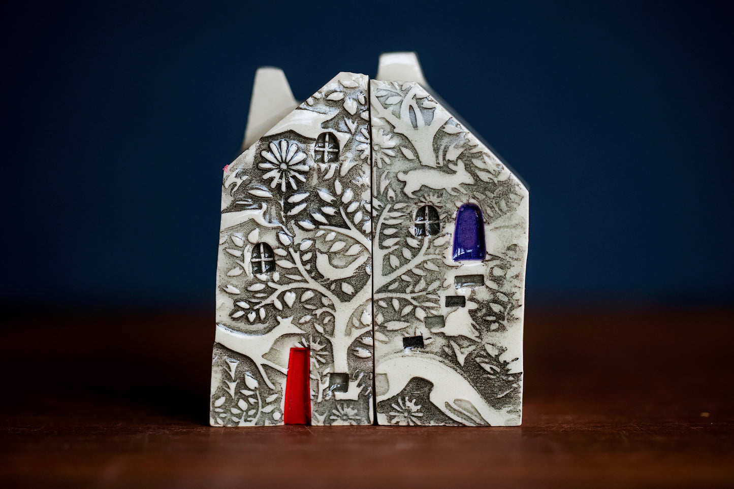 Bestie Set of Ceramic Houses with Woodland Pattern