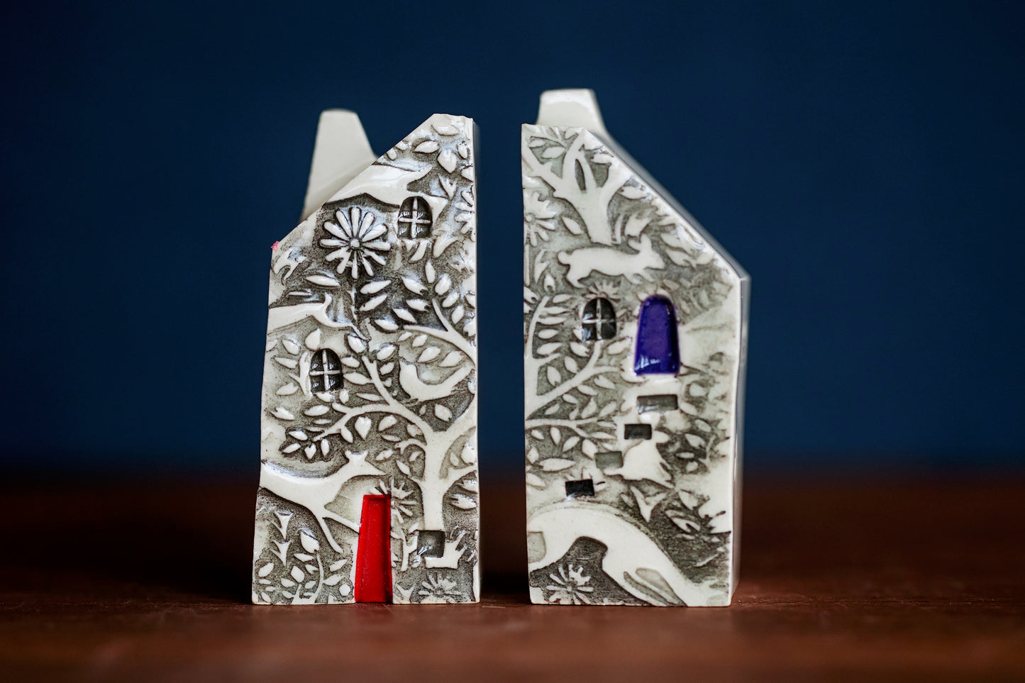 Bestie Set of Ceramic Houses with Woodland Pattern