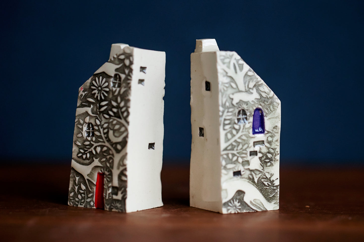 Bestie Set of Ceramic Houses with Woodland Pattern
