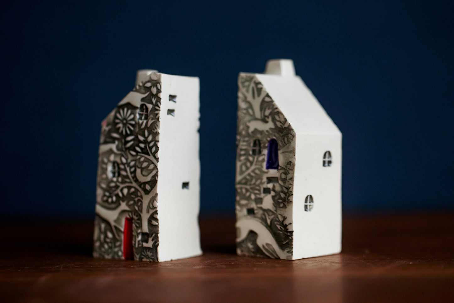 Bestie Set of Ceramic Houses with Woodland Pattern