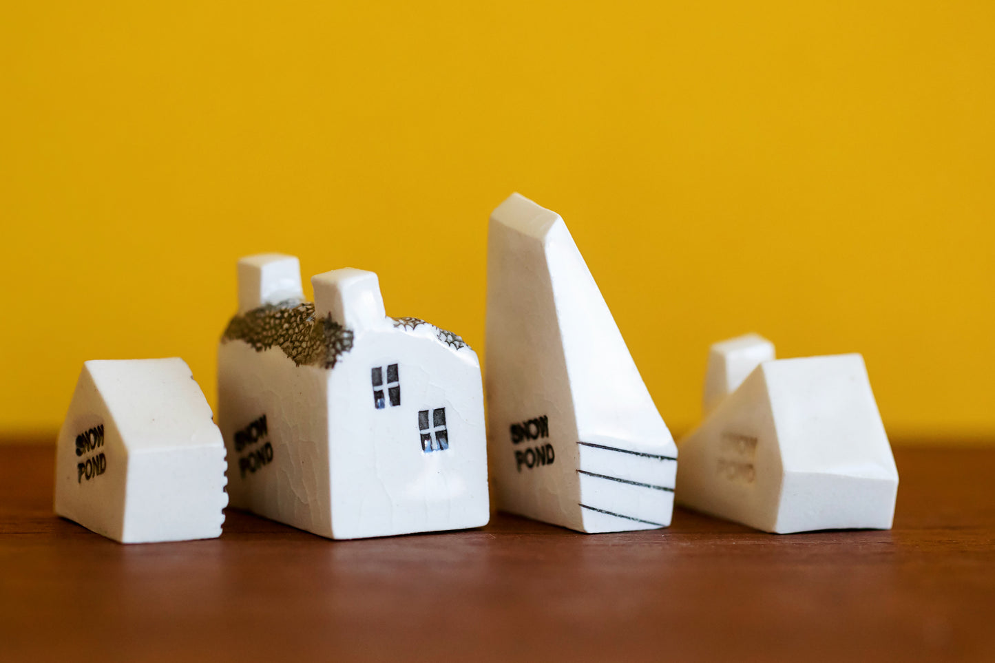 Bright Happy Ceramic Village with Cat and Sunshine